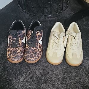 Dolce Vita Leopard and Cream Sneakers
